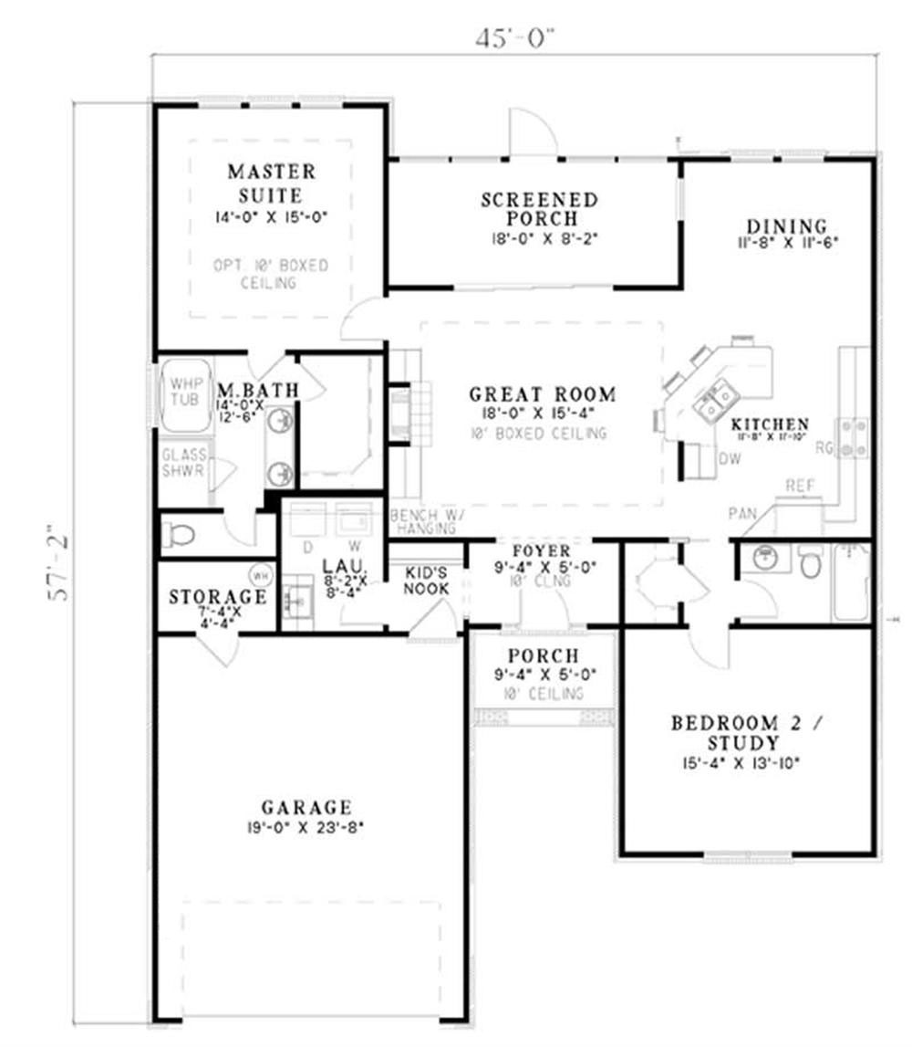 Floor Plan First Story of European Plan #153-1789